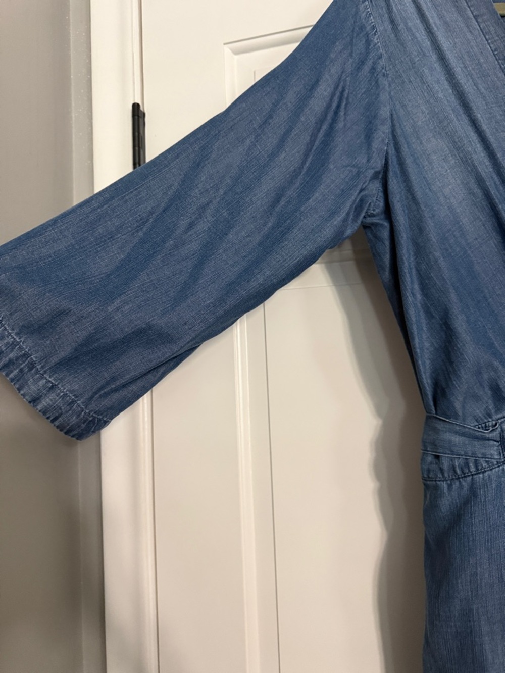 cloth & stone Blue Chambray Wrap Long-Sleeve Jumpsuit - Picture 3 of 7